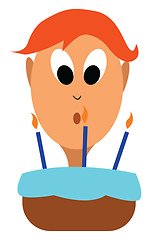 Image showing Birthday boy with three candles vector or color illustration