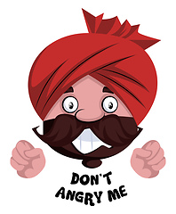 Image showing Man with turban is feeling angry, illustration, vector on white 