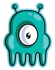 Image showing One eyed gaming monster  illustration vector on white background