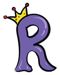 Image showing Alphabet capital r queen emoji in purple color vector or color i