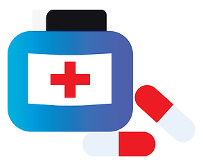 Image showing A first aid box with medical kit and medicines vector color draw