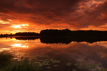 Image showing Lake at sunset