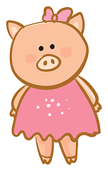 Image showing Drawing of a cute baby piggie/Cartoon piglet vector or color ill