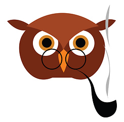 Image showing Smoking owl illustration vector on white background 