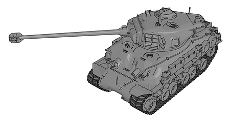 Image showing 3D vector illustration on white background of a gray military ta