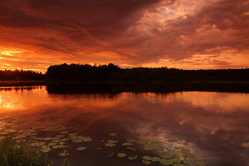 Image showing Lake at sunset