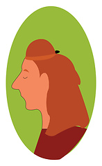 Image showing Red haired woman profile with closed eyes illustration print vec