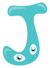 Image showing Alphabet J as a blue whale vector or color illustration