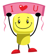 Image showing Yellow character says that he loves you illustration vector on w