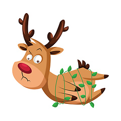 Image showing Christmas deer stuck in green decorative lamps vector illustrati