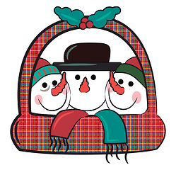 Image showing Snowman arrangement on a basket vector or color illustration