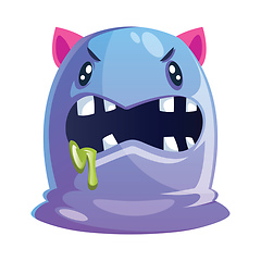 Image showing Angry purple and blue cartoon character with pink ears white bac