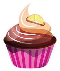 Image showing Chocolate-orange cupcakeillustration vector on white background