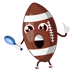 Image showing Rugby ball is holding magnifying glass, illustration, vector on 