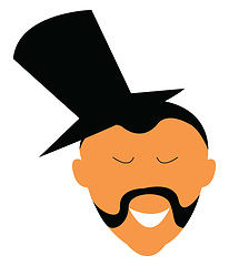 Image showing A man in top hat and albert style mustache vector or color illus