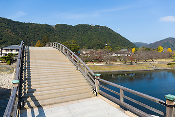 Image showing Historical five wooden arches bridge in Japan