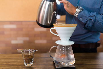 Image showing Barista making of hand drip coffee