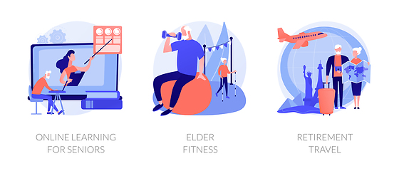 Image showing Elder people activities vector concept metaphors.