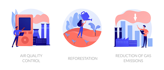 Image showing Environment protection measures, flora restoration, atmosphere purification vector concept metaphors.