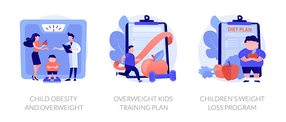 Image showing Child overweight treatment vector concept metaphors.