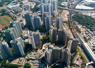 Image showing Top view of hong kong building