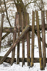 Image showing Old wooden fence