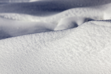 Image showing snowdrifts . close-up photo