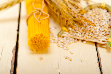 Image showing organic Raw italian pasta and durum wheat