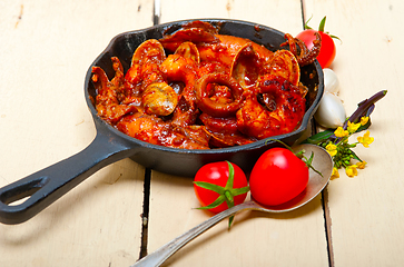 Image showing fresh seafoos stew on an iron skillet