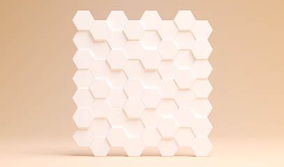 Image showing 3D rendering of white octagon panel standing on beige background