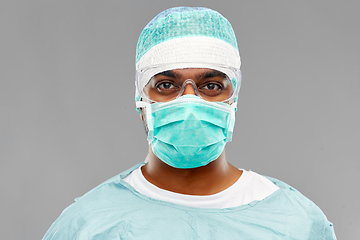 Image showing indian male doctor or surgeon in protective wear