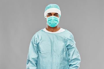 Image showing indian male doctor or surgeon in protective wear