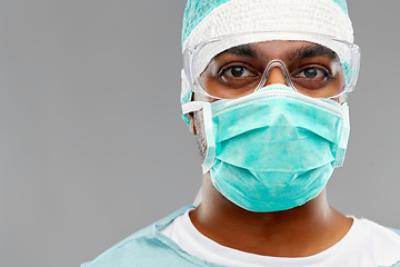 Image showing indian male doctor or surgeon in protective wear