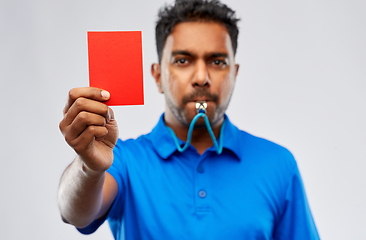 Image showing indian referee whistling and showing red card