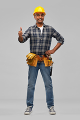 Image showing happy indian worker or builder showing thumbs up