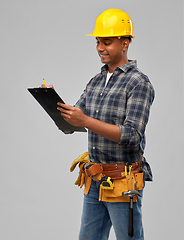 Image showing thinking builder with clipboard and pencil