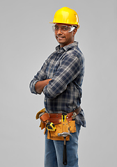 Image showing happy indian worker or builder with crossed arms