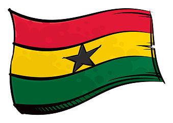 Image showing Painted Ghana flag waving in wind