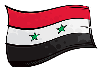 Image showing Painted Syria flag waving in wind