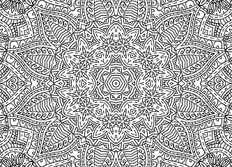 Image showing Black and white abstract outline concentric pattern