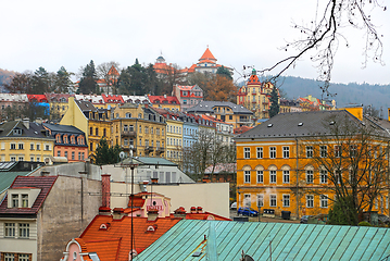 Image showing Cityscape of Karlovy Vary in the late autumn time, Czech Republi