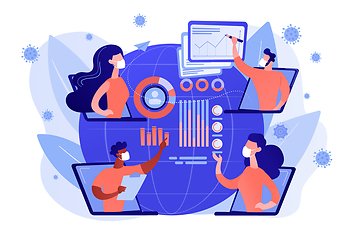Image showing Online medical conference, virus spread analysis concept vector
