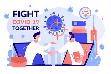 Image showing Fight Covid-2019 together vector concept illustration.