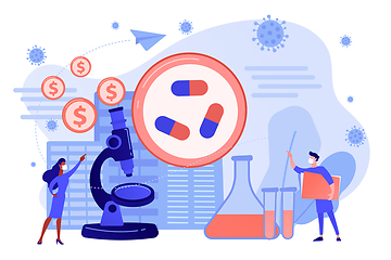 Image showing Pharmacological research of covid-2019 treatment concept vector