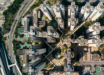 Image showing Top view of downtown in Hong Kong