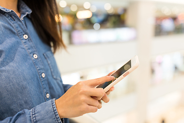 Image showing Woman touch on mobile phone