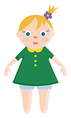 Image showing A baby wearing a green dress vector or color illustration