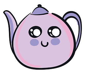 Image showing Cute smiling violet teapot vector illustration on white backgrou