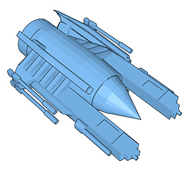 Image showing Blue sci-fi battleship vector illustration on white background