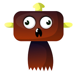 Image showing Brown big head monster illustration vector on white background